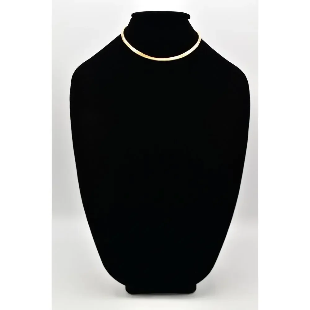 Vintage Modernist Choker Necklace Hammered Metal Antiqued Gold 1970s BinA17